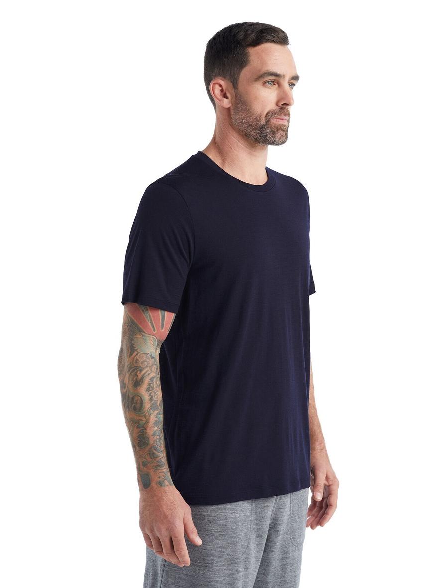 T Shirts Icebreaker Merino Tech Lite II Corta Sleeve Tee Homme Bleu Marine | FR 1166ZUTG